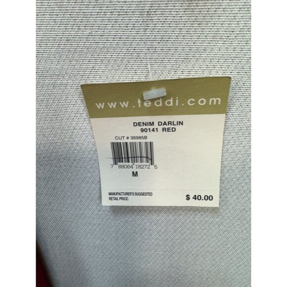 Vintage Teddi Knitted Cardigan Sweater Size M Red Embroidery Floral Full Zip NWT - Picture 4 of 13